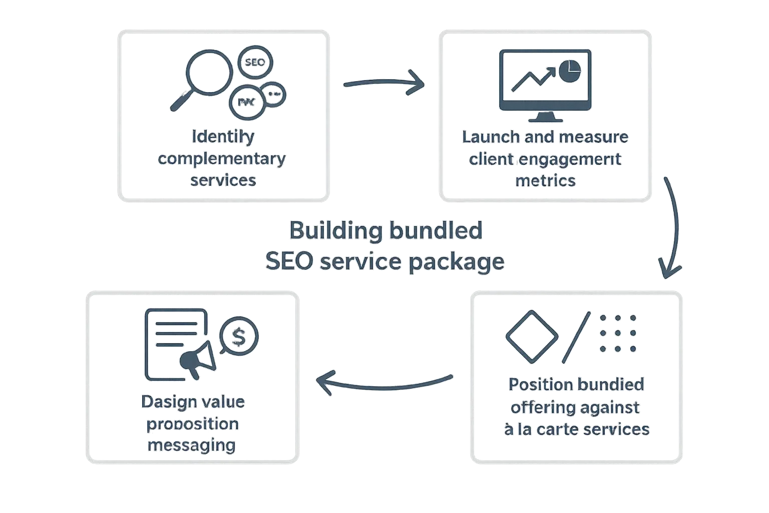 An infographic illustrating the 'flywheel effect' of integrated services—PPC finds keywords, SEO builds organic authority, content nurtures leads, social amplifies reach.
