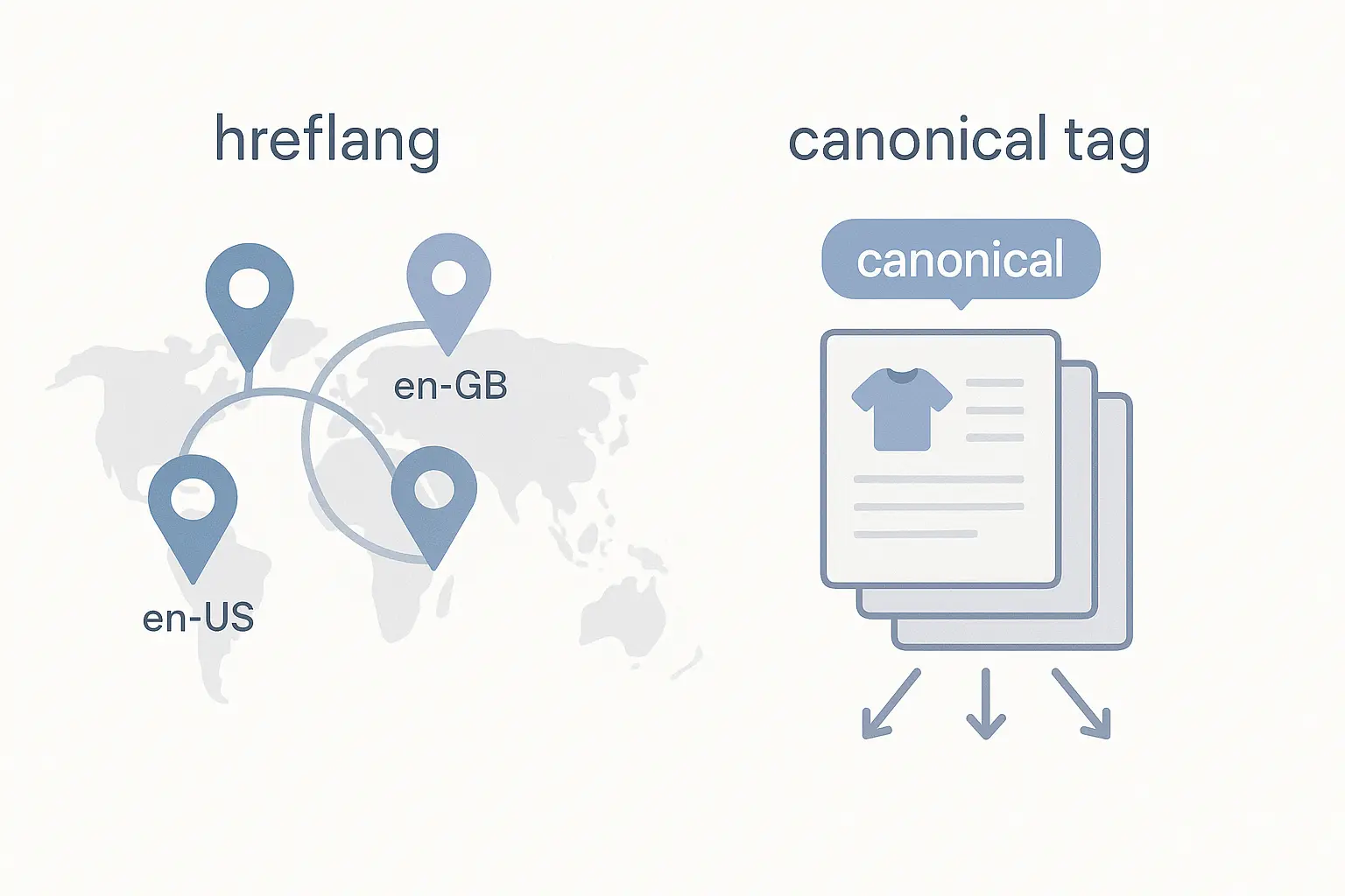 A flowchart or diagram visually explaining the conflict between hreflang and canonical tags on multi-currency pages.